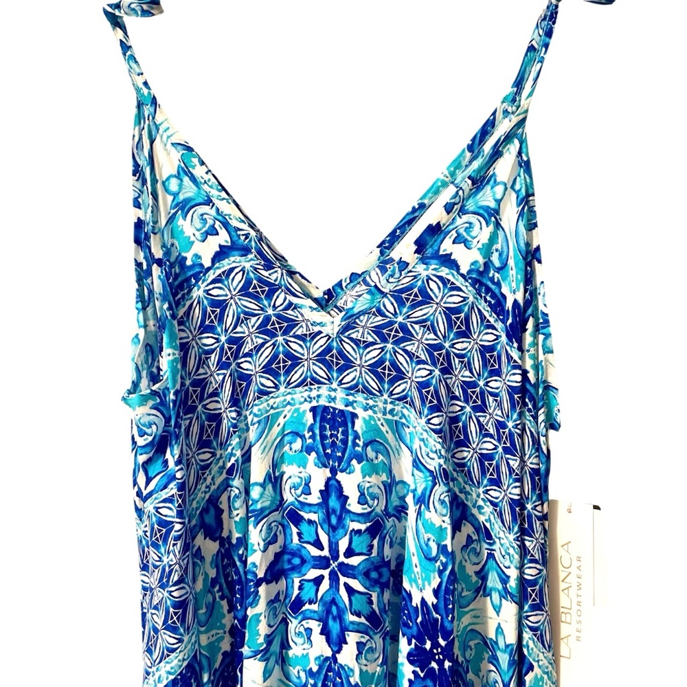 NWT La Blanca Beach Coverup Dress in shades of Blue and White in Size Large. - Picture 4 of 7